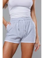Světle šedé dámské šortky s kontrastní lemovkou (8K208-2)