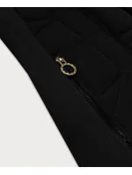 Černá rozepínací dámská mikina z různých spojených materiálů LHD (AMG-165) Černá rozepínací dámská mikina z různých spojených materiálů LHD (AMG-165)