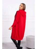 Zateplená dlouhá mikina s kapucí červená Zateplená dlouhá mikina s kapucí červená