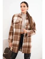 Dámská kostkovaná košile camelová