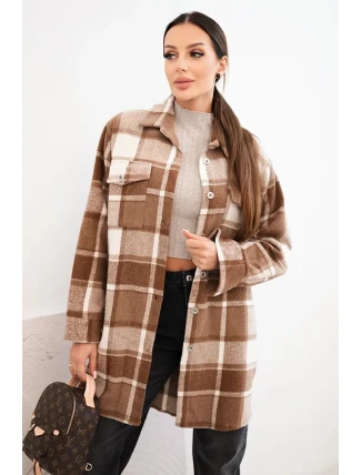 Dámská kostkovaná košile camelová