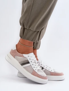 Dámské kožené tenisky D&A LR110 bílo-růžové