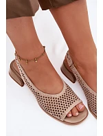 Zdobené síťované dámské sandály na klínku Z & A CR61-3131 Béžové