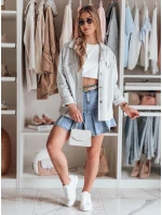 Dámské oversize košilové sako OVERBOR světle šedé FashionStreet TY4890