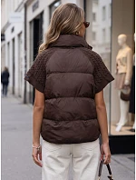 Krátká dámská prošívaná péřová vesta, hnědá, FashionStreet TY5924 Krátká dámská prošívaná péřová vesta, hnědá, FashionStreet TY5924