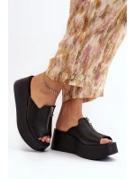 Zazoo 2916 Dámské žabky na masivní platformě se zipem Černé