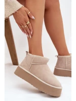 Dámské sněhule z přírodního semiše béžové Mairene