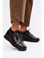 Kožené dámské polobotky na platformě Vinceza 39977 Černé