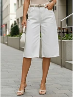 Dámské pruhované džínové bermudy s vysokým pasem bílé FashionStreet SY0503