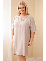 Dámské viskózové šaty Plus Size s krátkým rukávem a výstřihem do V fango