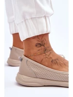 Kožené dámské prolamované baleríny Béžová Lucy