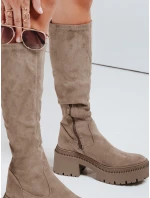 Dámské semišové kozačky na silné podrážce béžové FashionStreet ZY1167