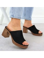 Dámské semišové žabky na jehlách černé Potocki 54309