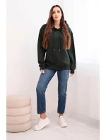 Dámská mikina s kapucí a klokankou z bavlny tmavě zelená