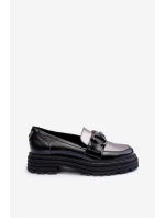 Dámské kůže Loafersy na plochém podpatku černé Elkiza Dámské kůže Loafersy na plochém podpatku černé Elkiza