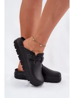 Dámské Pěnové Pantofle S Páskem A Přezkou Černé Larinie