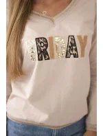 Dámská mikina s flitrovým nápisem béžový