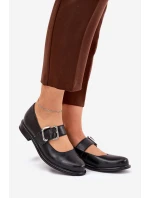 Kožené dámské polobotky s přezkou Laura 2980 Černé