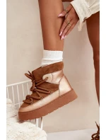 Nízké dámské sněhule s teplým kožíškem a silným šněrováním Camel Xarina Nízké dámské sněhule s teplým kožíškem a silným šněrováním Camel Xarina