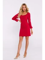 M836 Mini šaty se čtvercovým výstřihem - červené M836 Mini šaty se čtvercovým výstřihem - červené