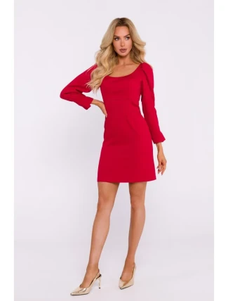 M836 Mini šaty se čtvercovým výstřihem - červené M836 Mini šaty se čtvercovým výstřihem - červené