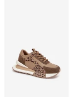 Dámské kožené tenisky na platformě s leopardím vzorem Artiker  – hnědé