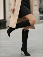 Dámské černé semišové boty FashionStreet ZY1335