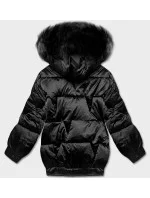 Černá krátká oversize bunda (H-1109-01)