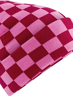 Beechfield B 531 Pletená čepice "Checkerboard" 53.0531 classic red/true pink