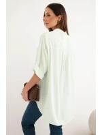 Dámská viskózová košile s krajkovými rukávy a límečkem béžová