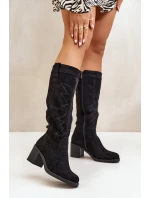 Dámské Kozačky Na Podpatku Před Koleno Černé Erisorae Dámské Kozačky Na Podpatku Před Koleno Černé Erisorae