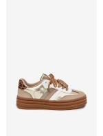 Dámské Tenisky Na Platformě S Dvojitým Šněrováním Leopardí Zlaté Klipy