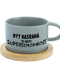 BÝT NASRANÁ JE MOJE SUPERSCHOPNOST - šedý hrníček makronka 200 ml