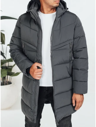 Pánská zimní bunda s kapucí tmavě šedá prošívaná TX5071