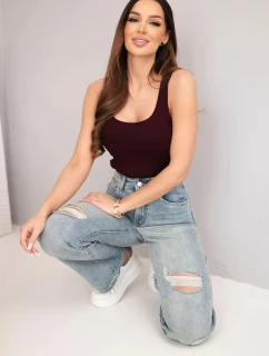 Dámské kalhoty se širokou nohavicí a odřeninami džínové