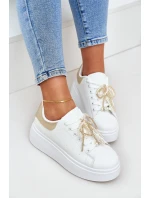 Dámské Tenisky Na Platformě S Ozdobami Bílo-Zlaté Lerissna