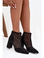 Damské kotníkové boty na podpatku sítě D A LZ52 944 černé Damské kotníkové boty na podpatku sítě D A LZ52 944 černé