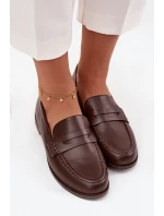 Dámské mokasíny (loafersy) z eko kůže Bessina – čokoládové