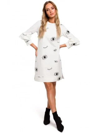 Potištěné šaty v áčku s volánovými rukávy M445 - Moe Potištěné šaty v áčku s volánovými rukávy M445 - Moe