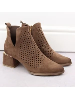 Semišové boty na podpatku Potocki W WOL213B hnědé