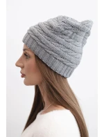 Dámská zimní čepice s klasickým pruhovaným pletením K439 šedá