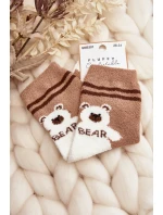 Mládežnické teplé ponožky s medvědem světle hnědé