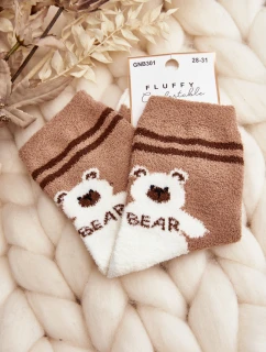 Mládežnické teplé ponožky s medvědem světle hnědé
