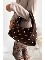Kožená semišová taška s ozdobou čokoládová Narisse