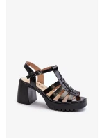 Dámské lakované sandály na vysokém podpatku, Black Aninifer