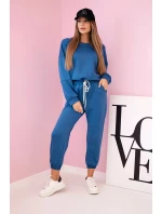 Komplet teplákové + kalhoty máslová látka denim