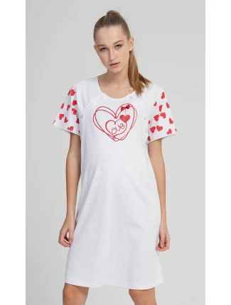 Dámská noční košile mateřská Love Světle šedá s potiskem - Vienetta Dámská noční košile mateřská Love Světle šedá s potiskem - Vienetta