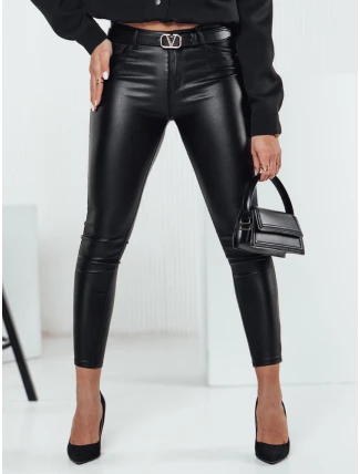 Dámské kalhoty z voskované kůže WAXSTEP black FashionStreet UY2318
