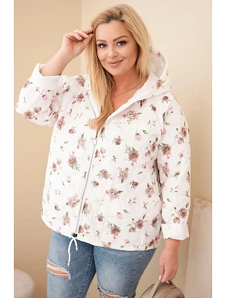 Dámská jarní bunda Plus Size s drobným květinovým vzorem fango