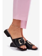 Elegantní Dámské Sandály Na Klínku Se Zlatým Detailem 62229 Černé Vinceza